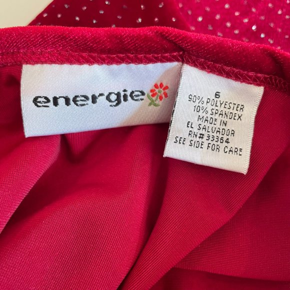 Energie Girls Red Faux Velvet Sparkle Pullover Top with Flare Arms Girls Size 6 - Picture 3 of 7